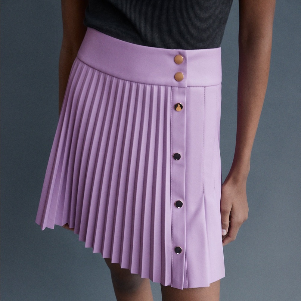 zara faux leather pleated skirt
